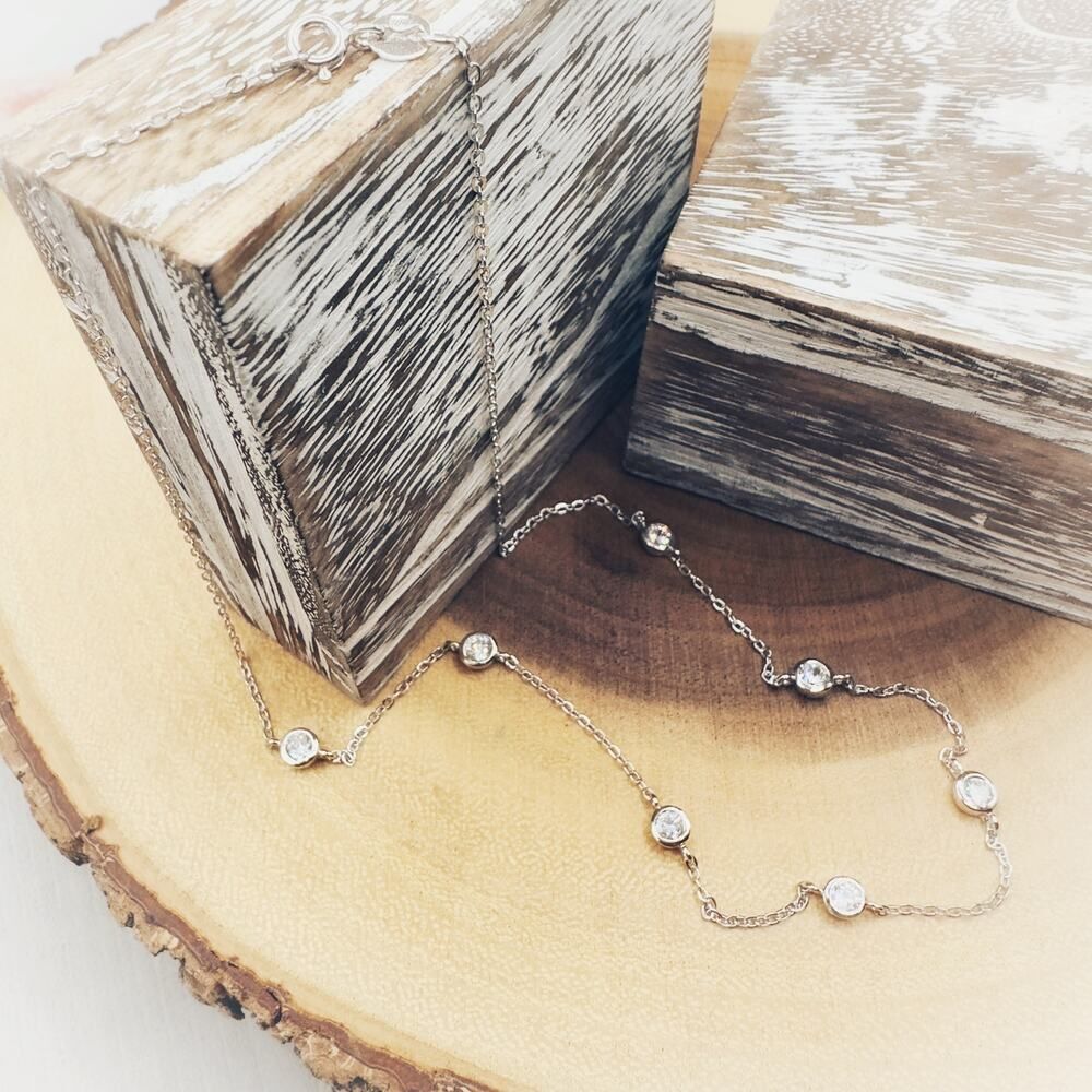 The Academy Brand Silver Necklace with Clear Accents